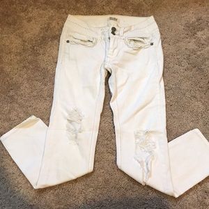 White ripped capris